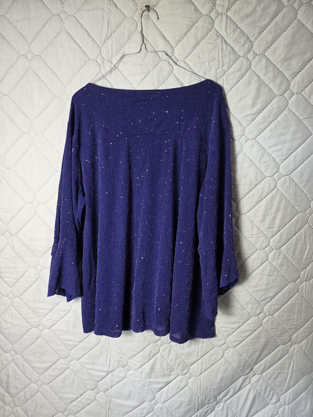 Bebonnie Women's Sparkle Chiffon Layered Sleeve Top Blue Camisole Blouse Sz 3X - Picture 6 of 11